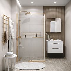 Душевое ограждение GROSSMAN PRAGMA [110х80х195] распашная, профиль золото сатин, стекло прозрачное*