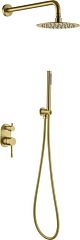 Смеситель UNO MATT GOLD 464-MG встриваемый, верхний и ручной душ, золото матовое*