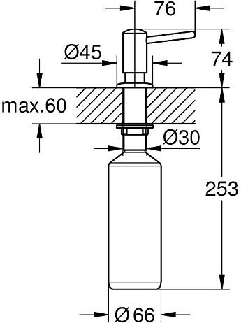 Дозатор CONTEMPORARY жидкого мыла встраиваемый в столешницу, хром (40536000)