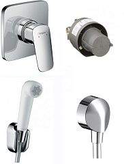 Гигиенический набор SET LOGIS 4в1, хром(смеситель Logis 71604000, лейка шланг 32127000, подс. 27454)