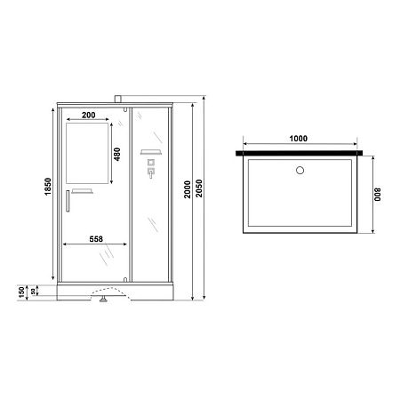 Душевая кабина Niagara Standart ST100/80/15Q/BK [1000х800х2000] низкий поддон*