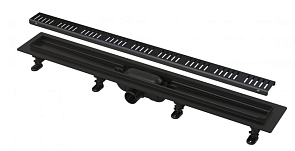 Трап СИМПЛ L 650 BLACK мм с порогами,с перфорированной решёткой,(APZ10BLACK-650) черн-матов.*