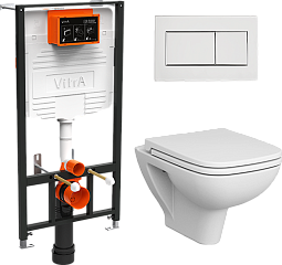 Комплект S20 унитаз с крышкой, инсталляция, кнопка хром 9004B003-7207, Vitra*