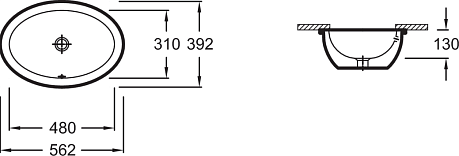 Умывальник VOX (56,2*39,2)  EYG102-00 устанавливаемый снизу