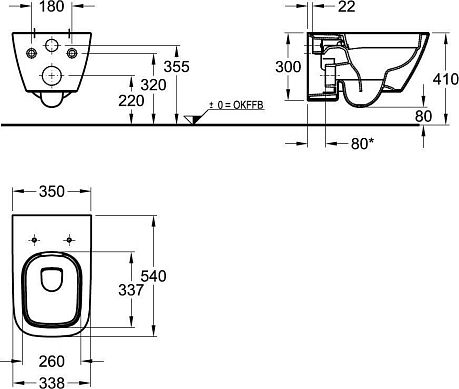 Унитаз SMYLE [35*54] Rimfree, БЕЗ крышки (F205570)*