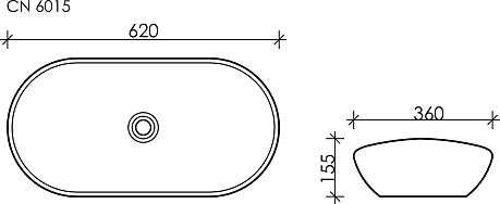 Умывальник ELEMENT CN6015 накладной овальный [62*36*14,5]