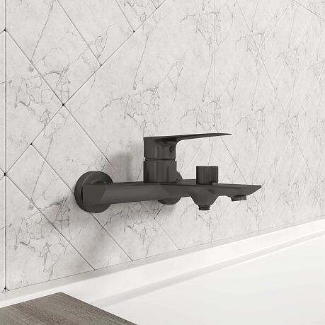 Смеситель LINE Gun metall для ванны с коротким изливом, AV3131GM графит AVRORA