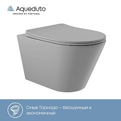 Унитаз CONE подвесной безоб. Торнадо CONT2130 [520*360*335] крышка/сиденье микро-фт, серый матовый
