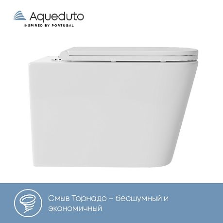 Унитаз MACIO Plus подвесной безободковый Торнадо MACТ0210 [525*345*345]крышка/сидн-е микр-фт,белый**