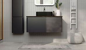 Тумба MORELLE 100 подвесная [104,4*49,2*55] Антрацит/ТрюфельMrl.01.100/P/A-T/RL БЕЗ УМЫВАЛЬНИКА