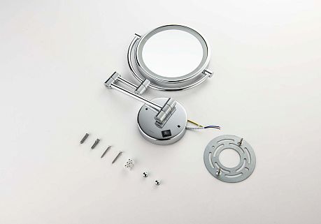 Зеркало косметическое настенное круглое поворотное с подсветкой 5х,  хром AQ4912CR