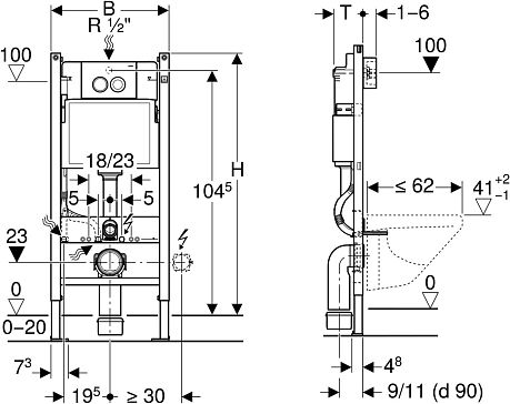 Комплект GEBERIT RENOVA 500.122.TC.R (458.122.11.1, 500.803.00.1)*