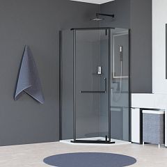 Душевое ограждение RGW HO-081B [900*900/195] "трапеция" стекло прозрачное 8 мм, профиль чёрный