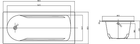Ванна SPLIT 180*80 с ножками и ручками