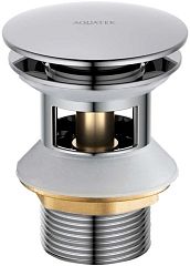 Выпуск для раковины AQ6002CR Push-open с переливом, крышка круглая, хром AQUATEK