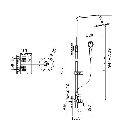 Душевая система со смесителем GLADE  AV3040 AVRORA*