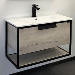 Тумба-умывальник БОНН 75 дуб дымчатый с раковиной COMFORTY 75E*