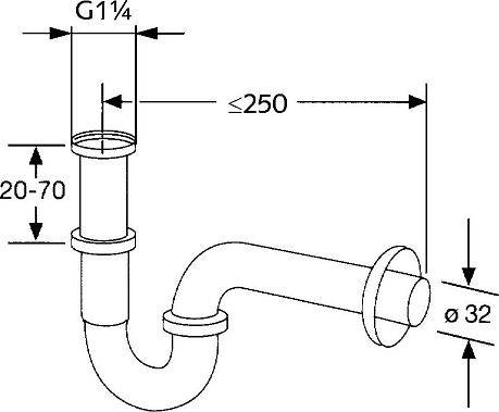 Сифон KLUDI G1 1 1/4" трубчатый 1025005-00, хром**