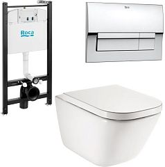 Комплект ПЭК GAP 893104100 подвесной унитаз+инстал. ROCA с кнопкой хром**