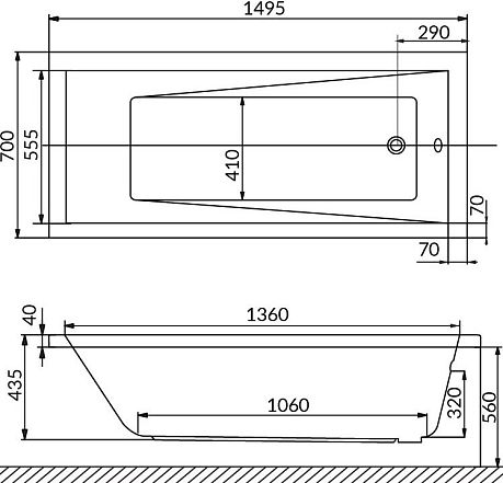 Ванна WAVE [150*70] каркас