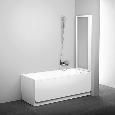 Шторка для ванны VS2-105 [105*140] профиль белый, полистирол райн (2 секции)**