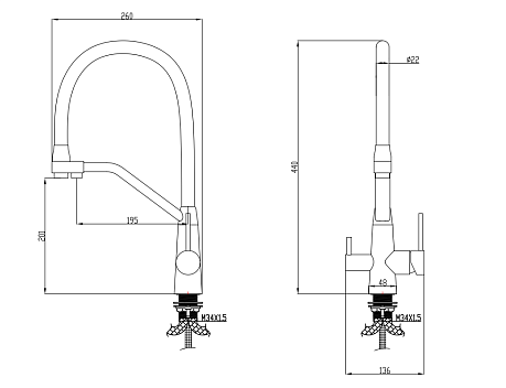 Смеситель KITCHEN для кухни с высоким гибким изливом AV9006Gold,золото AVRORA
