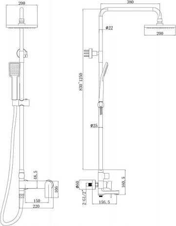 Душевая система REAL смеситель для ванны, поворотный излив F6333367CP-A-RUS