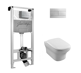 Комплект VOX подвес. унитаз с крышк. + инстал.с кноп. бел (EDM102-00+E20142-00+E29025+E4316-00)*