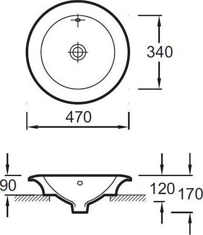 Умывальник RONDE E1183 d-47 встраиваемый*