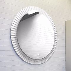 Зеркало "Мадрид-90" LED-подсветка, бесконтактный сенсор, антизапотевание, белая матовая эмаль