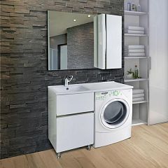 Тумба LOTOS 110 лев.(тумба напольн.под умыв.85, умывальник левый лит., кроншт., сиф.вып)