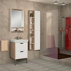 Тумба ЙОРК 55 белый/дуб сонома с умывальником Тигода 55 (1A170501YOAD0)