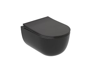 Унитаз MODENA Rimless CN6063MB подвесной, чёрный матовый крышка/сиденье микролифт*