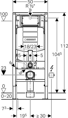 Система инсталляции GEBERIT DUOFIX UP320 111.300.00.5) д/унитаза h-112см (рама+бачок, для кл Sigma)