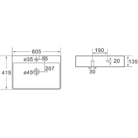 Умывальник SL-1003MB [605*415*135] накладной с отверстием для смесителя*