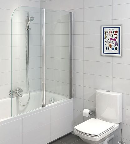Шторка для ванны EASY (140*115), двойная,стекло  прозр (P-PN-EASY*115)