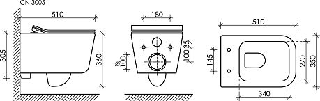 Унитаз NEW DAY Rimless CN3005 подвесной, крышка/сиденье микролифт