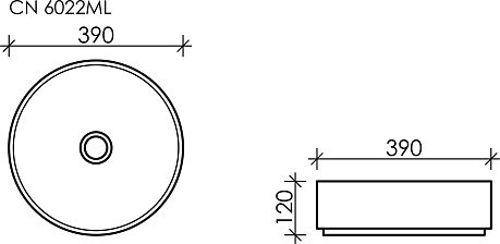 Умывальник ELEMENT CN6022ML накладной круглый голубой матовый [d-39*12]*