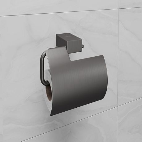 Держатель для туалетной бумаги Lemark SMOOTH LINE с крышкой, графит 9726012