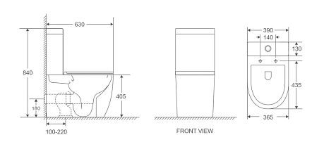 Унитаз-компакт D&K Matrix DT1397516 безободковый, (торнадо), крышка/сиденье микролифт 630*365*840