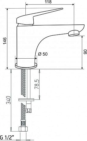 Смеситель LAGUNA для умывальника LACR205 без донного клапана, хром