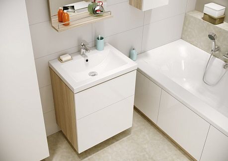 Тумба SMART 60см, белый, с умывальником CARINA 60 (P-SU-SMA-CA60/Wh, S-UM-CAR60/1-w)