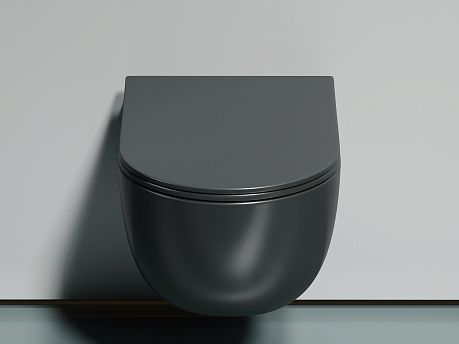 Унитаз MODENA Rimless CN6063MDH подвесной, темный антрацит матовый  крышка/сиденье микролифт*