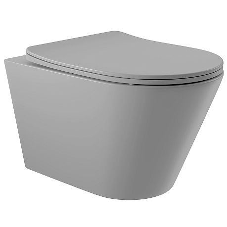 Унитаз CONE  подвесной безободковый CON0130 [525*360*320] , крышка/сиденье микролифт, серый матовый