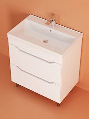 Тумба СОХО 600 напольная белый 2 ящика с умыв. Слим