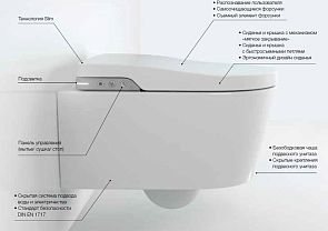 Унитаз IN-WASH INSPIRA подвесной (80306001) крышка/сидение плавное закрытие+пульт в комплекте