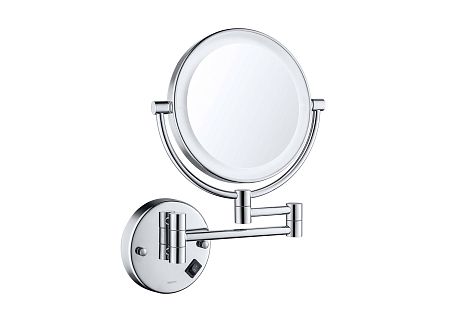 Зеркало косметическое настенное круглое поворотное с подсветкой 5х,  хром AQ4912CR