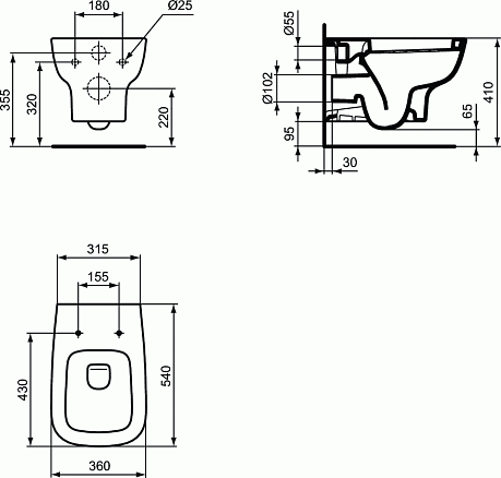 Унитаз ESEDRA подвесной, крышка/сиденье микролифт (чаша T281401, крышка T318101)