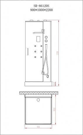 Душевая кабина ORANS SR-86120L [90*100*220] низкий подон, стекло прозрачное, верхний/ручной душ
