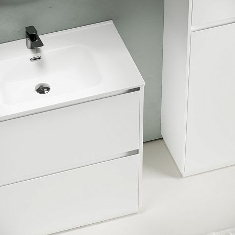 Тумба LIBRA FLOOR 80 [790х450х840] напольная (LB80FW) 2 ящика, БЕЗ умывальника, белый глянец
